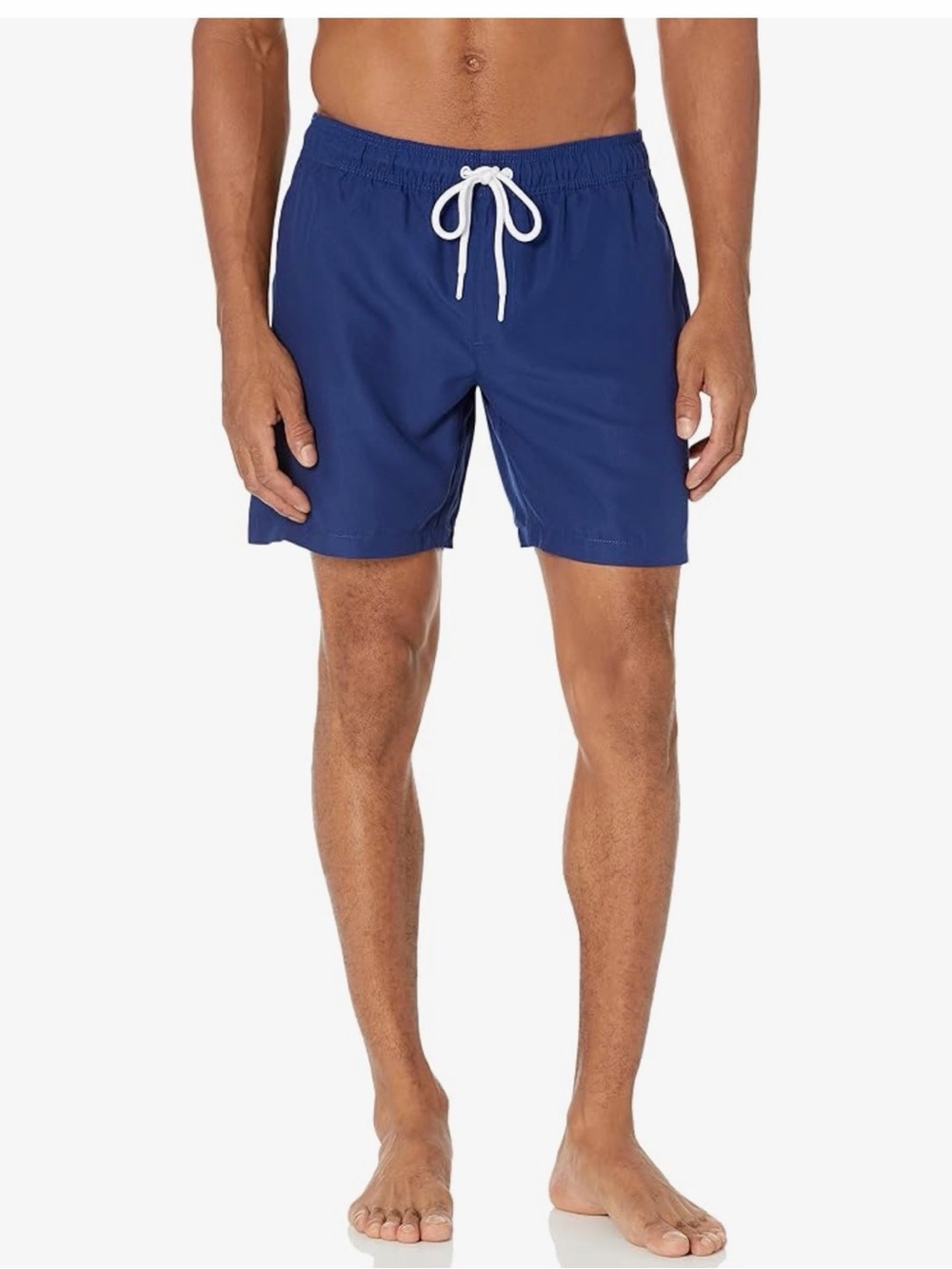 Amazon Essentials Men's Navy Swim Trunks with Drawstring